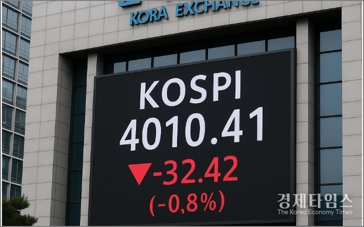 10월28일 코스피는 전 거래일보다 32.42포인트(0.80%) 내린 4,010.41로 마감했다.