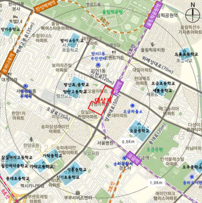 송파구 대림가락아파트 재건축사업 정비구역 위치도 (자료=서울시)