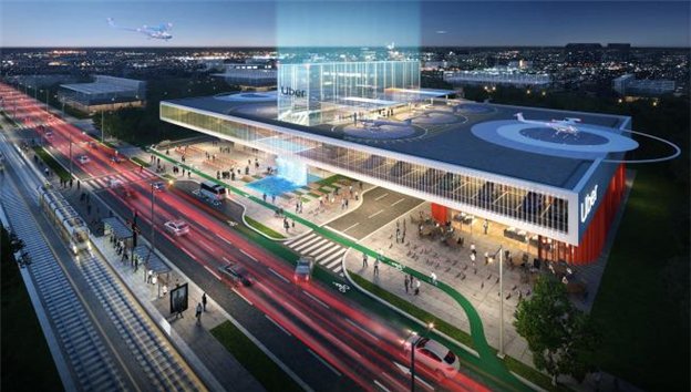 미래형 환승센터 유사 사례 조감도 (미국 Uber社 구상도)