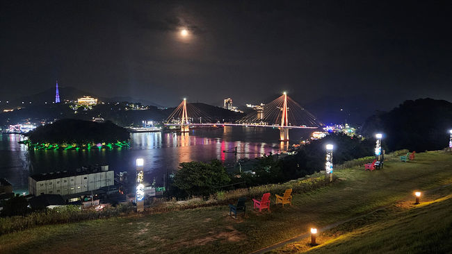 남산공원에서 바라본 장군도, 돌산대교 모습