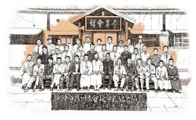 신간회 나주지회 창립대회 기념사진 / 펜 일러스트 (국사편찬위원회)